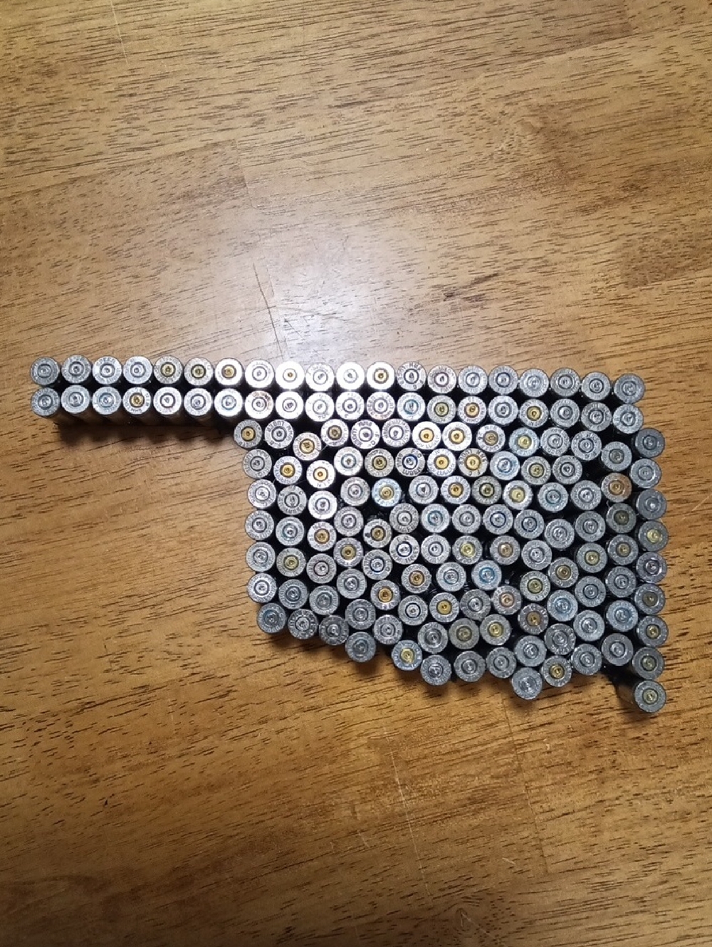Hand Crafted State Of Oklahoma Bullet Casing Art in Silver